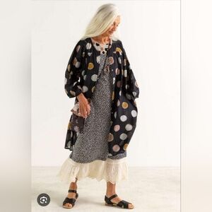 NEW Gudrun Sjoden Billie Polka Dot Midi Dress 2XL XXL Button Lagenlook Scandi